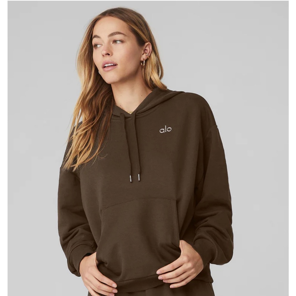 ALO Yoga Accolade Hoodie Sweatshirt - ESPRESSO SMALL